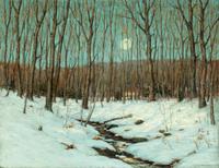 Clark Greenwood Voorhees, Winter Moonrise, c. 1912. Oil on canvas, 28 x 36 inches. Signed lower right.  Image Courtesy of Hawthorne Fine Art, LLC